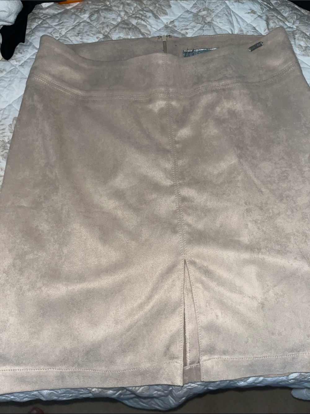 Guess by Marciano Beige Suede Mini Skirt with Front Vent